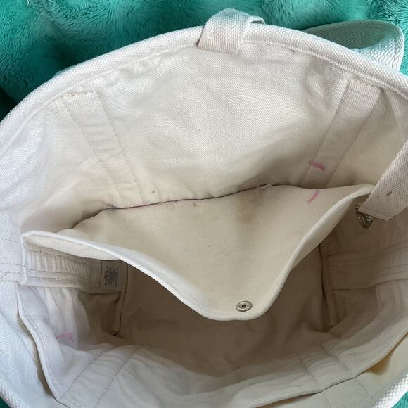 Lands End Durable Canvas Tote Bag Pure Cotton White 62830 - Picture 9 of 13